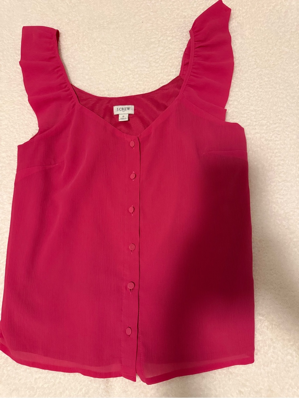 J. Crew Girls' Bright Pink Ruffle Strap Button-Front Tank